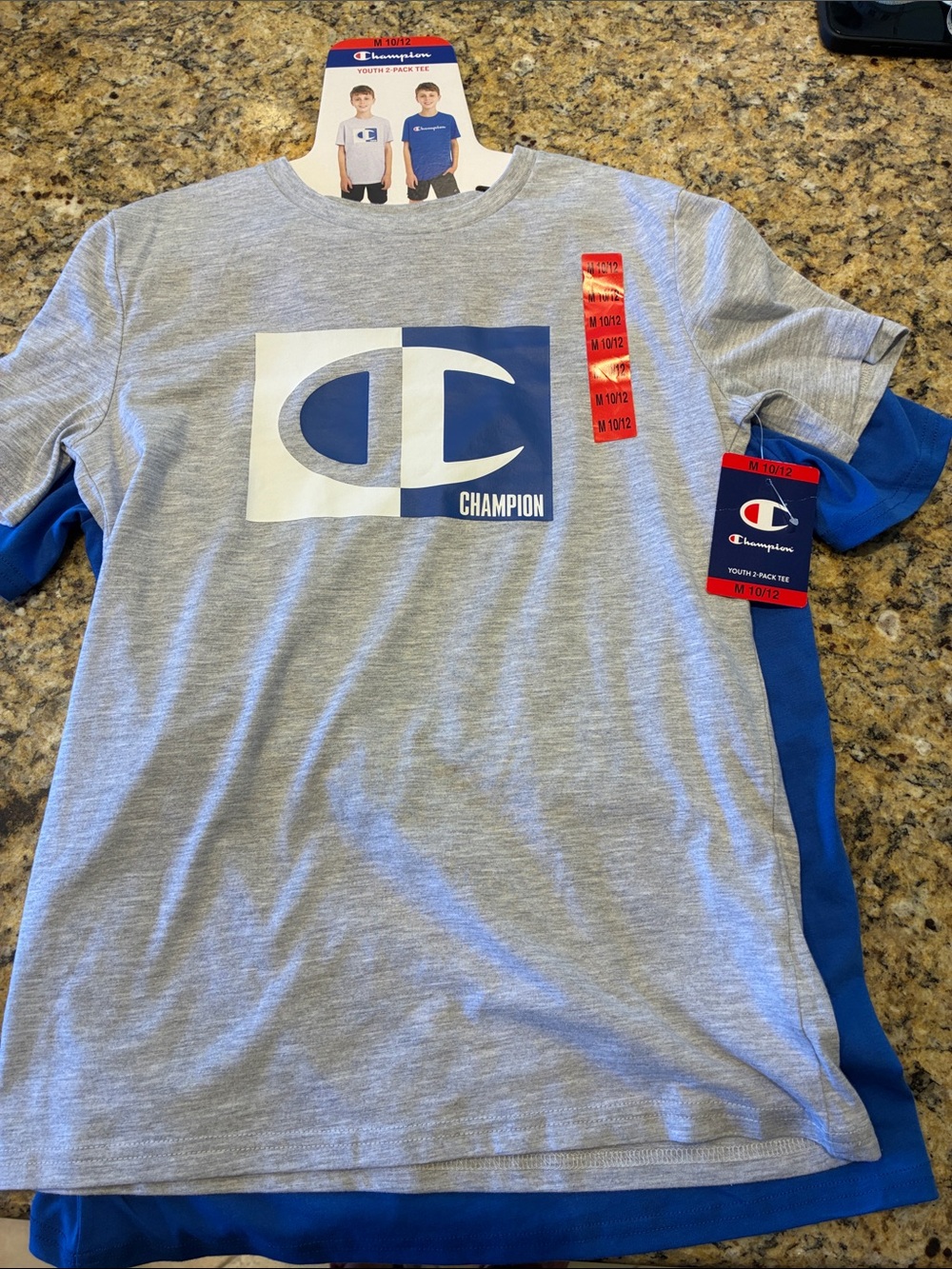 Champion Youth 2-Pack Tees in Gray and Blue